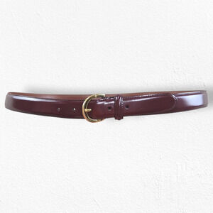 1980s Vintage Coach Solid Brass Buckle Belt 42” Mahogany Leather Classic Belt